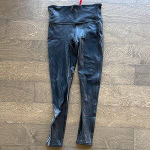 SPANX Black Faux Leather Leggings - Medium